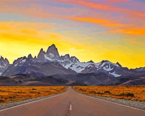 Sunset In Fitz Roy Mountain paint by numbers