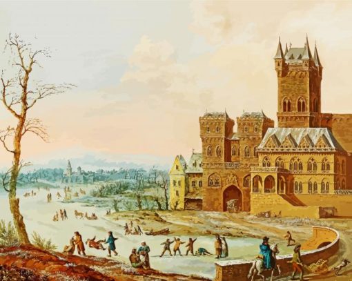 Winter With Gothic Castle paint by numbers