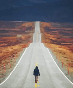 Woman Walking On The Road paint by numbers