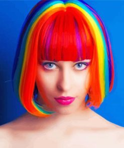 Charming Woman With Colorful Hair paint by numbers