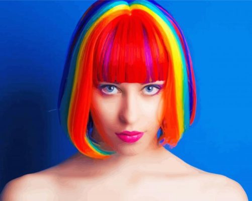 Charming Woman With Colorful Hair paint by numbers