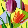 Abstract Orange And Purple Tulips paint by numbers