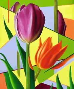 Abstract Orange And Purple Tulips paint by numbers