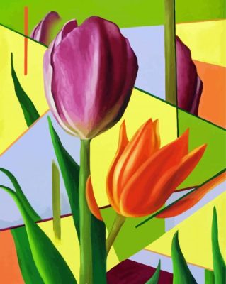 Abstract Orange And Purple Tulips paint by numbers