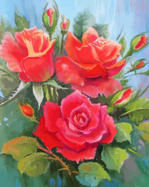 Aesthetic Artistic Roses- Paint By Numbers - Painting By Numbers