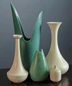 Aesthetic Green And White Vases paint by numbers