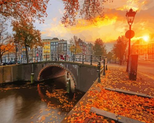 Amsterdam Autumn At Sunset paint by numbers