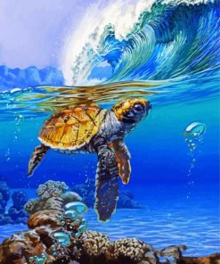 Baby Sea Turtle Underwater paint by numbers