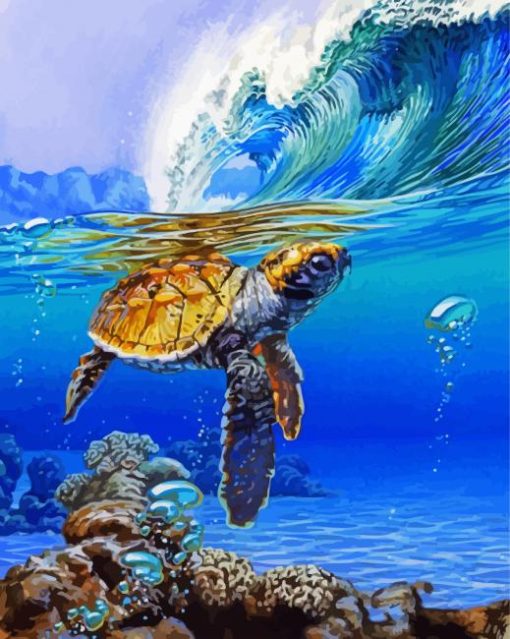 Baby Sea Turtle Underwater paint by numbers