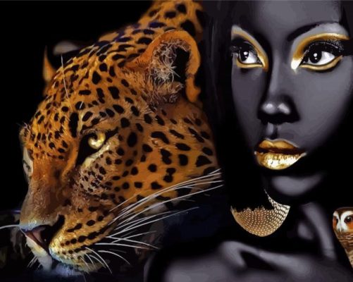 Black Woman With Leopard paint by numbers