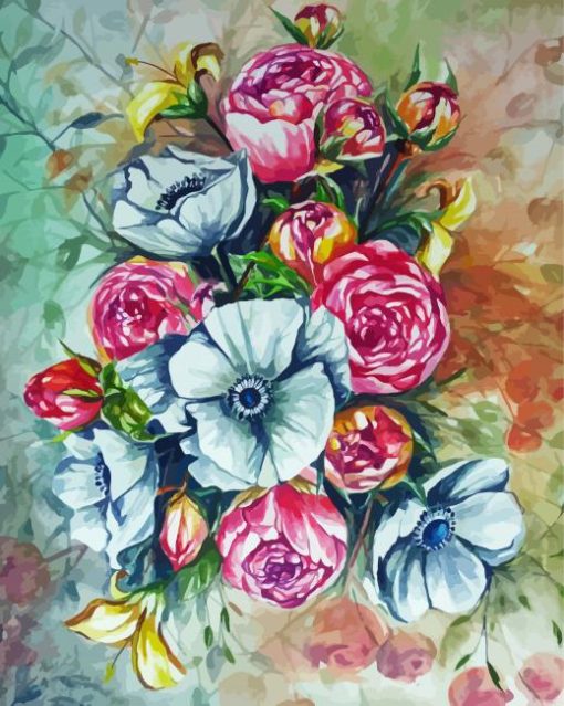Colored Flower Bouquet paint by numbers