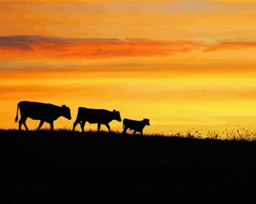 Cows Silhouette paint by numbers