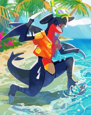 Garchomp In Beach paint by numbers