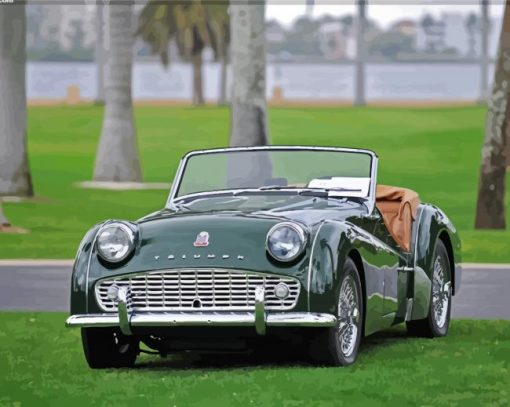 Green Triumph TR3A Car paint by numbers