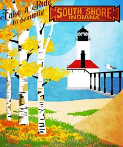 Indiana Travel Poster paint by numbers