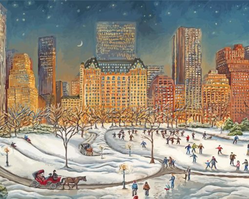 Night Winter Central Park paint by numbers