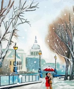 Romantic London Snow paint by numbers
