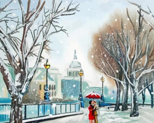 Romantic London Snow paint by numbers