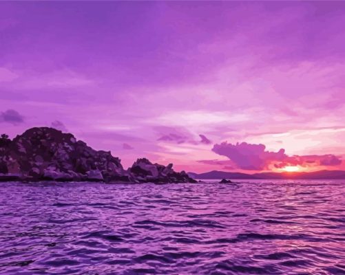 Seascape Purple Scene paint by numbers