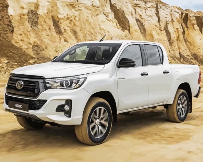 White Toyota Hilux paint by numbers