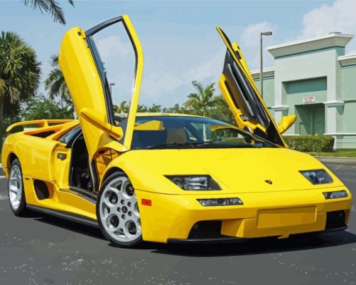 Yellow Lamborghini Diablo Car paint by numbers