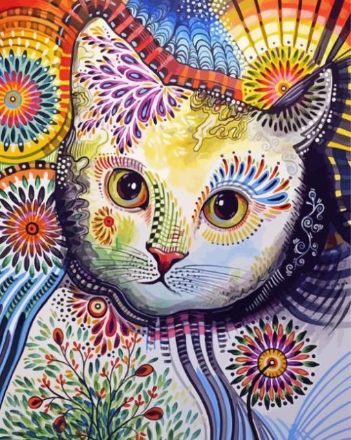 Abstract Mandala Cat Art Paint By Numbers