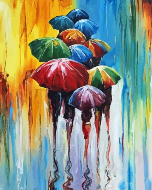 Abstract Umbrella Rainy Day Paint By Numbers