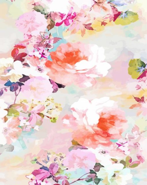 Abstract Pastel Flowers paint by numbers
