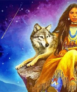 American Indian Woman And Wolf Paint By Numbers