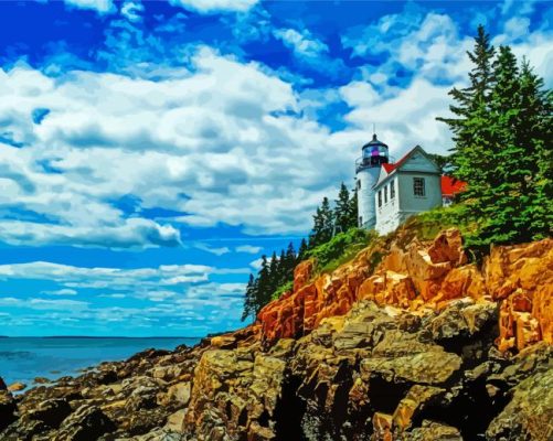 Bass Harbor Lighthouse Maine Paint By Numbers