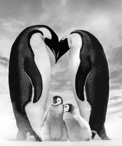 Black And White Penguins Paint By Numbers