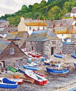 Cadgwith Cove Fishing Boats Paint By Numbers