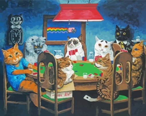 Cats Playing Poker Paint By Numbers