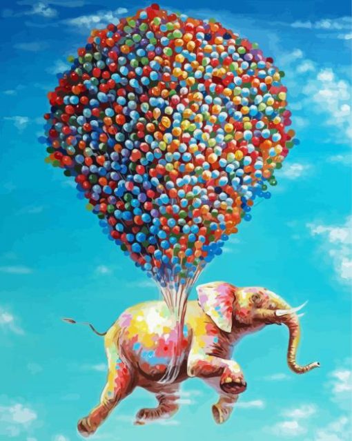 Elephant And Balloons Art Paint By Numbers