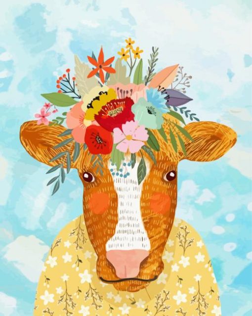 Floral Cow Paint By Numbers