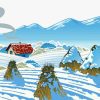 Illustration Winter Mountains Farm Scene Paint By Numbers