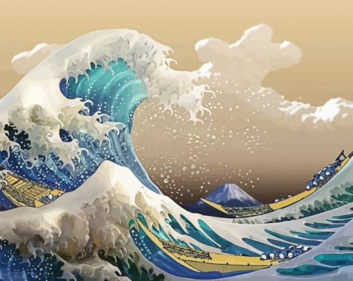 Japanese Wave With Boats Paint By Numbers