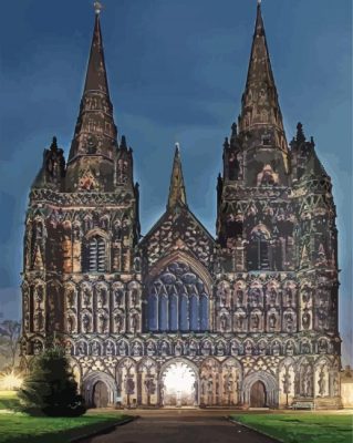 Lichfield Cathedral At Night paint by numbers