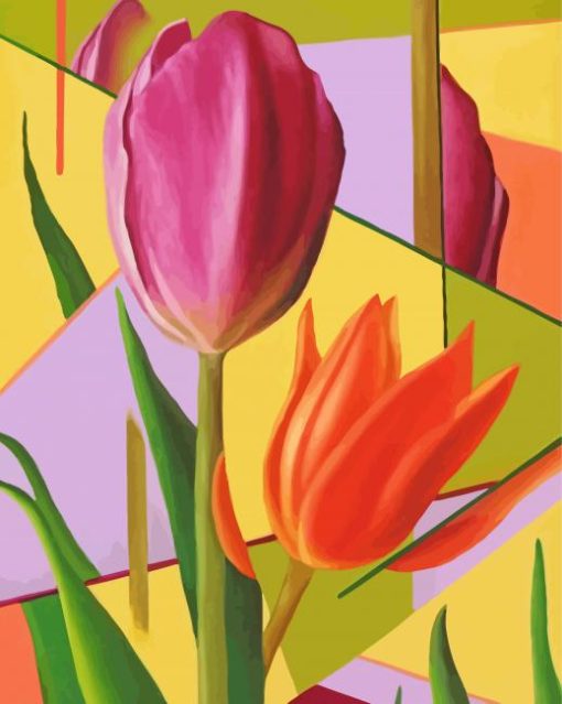 Orange Purple Tulips Art Paint By Numbers
