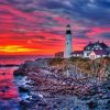 Portland Lighthouse Sunset Paint By Numbers