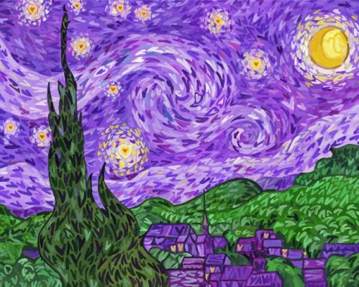 Purple Starry Night Van Gogh Paint By Numbers