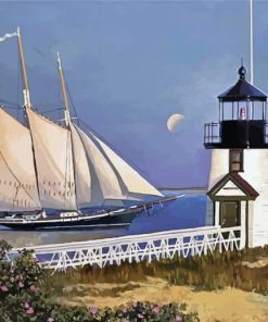 Seascape Ship Lighthouse Scene Paint By Numbers