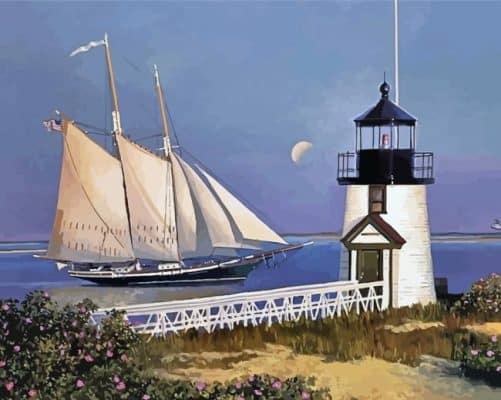 Seascape Ship Lighthouse Scene Paint By Numbers