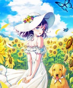 Sunflower Anime Girl paint by numbers