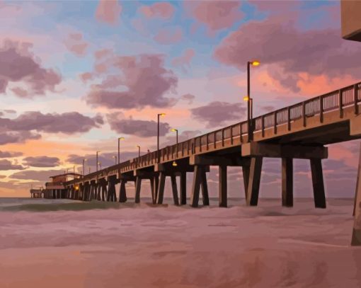 Sunset Gulf Shores Beach Pier Paint By Numbers
