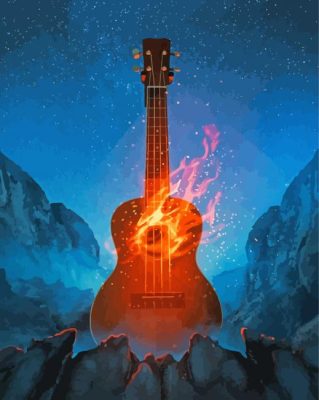 The Flaming Guitar Paint By Numbers