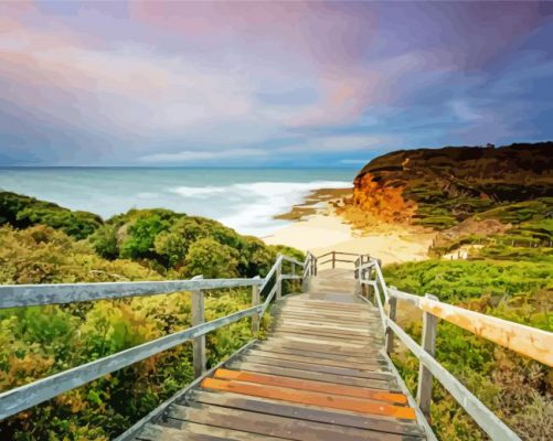 Torquay Stairs To The Beach Paint By Numbers