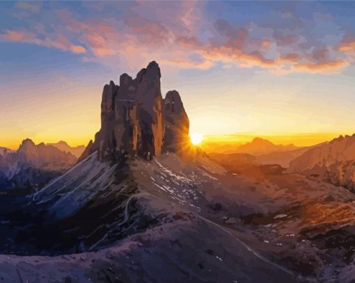 Tre Cime Di Lavaredo At Sunset Paint By Numbers