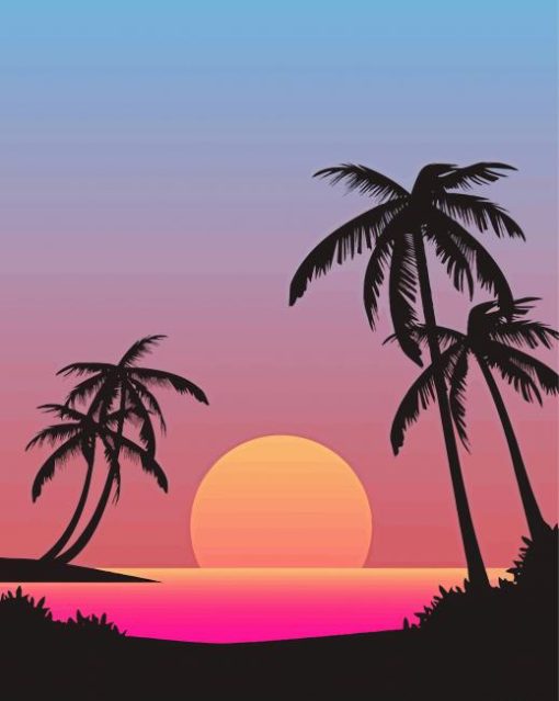 Tropical Palm Illustration Paint By Numbers