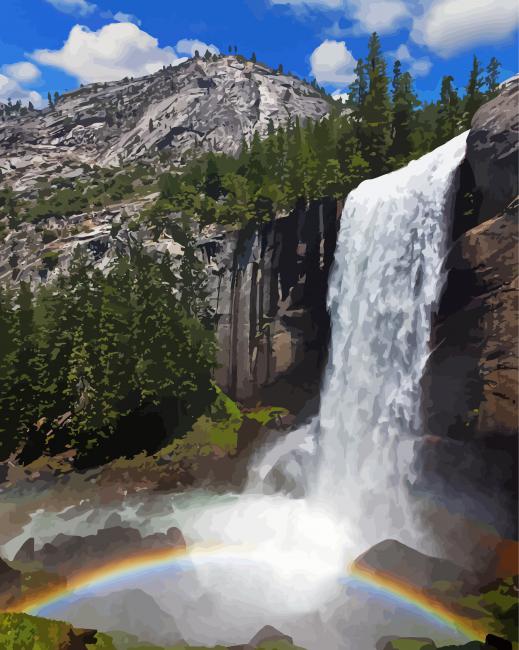 Vernal Falls Waterfall In California Paint By Numbers
